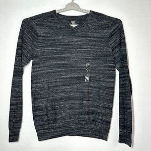 Rock & Republic Charcoal Gray V Neck Sweater L Cotton Style YR63S207RS New